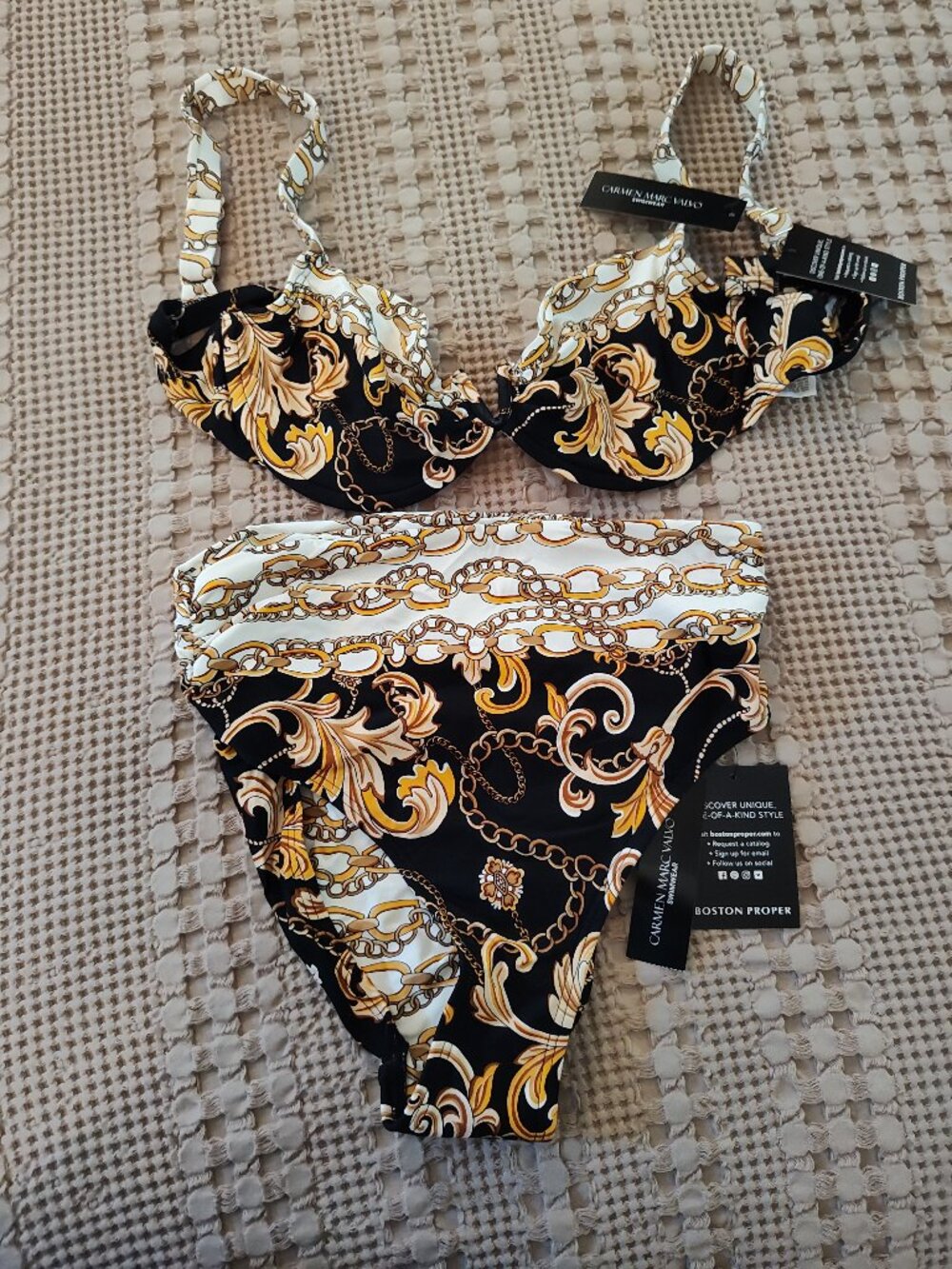 Status print bikini top and bottom from Boston Proper, NWT